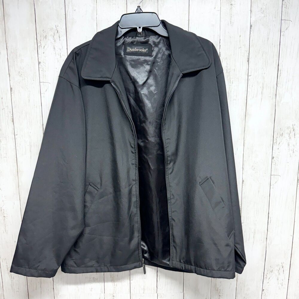 VTG Dunbrooke Jacket Mens Size M Black Full zip High‎ Collar Windbreaker Rain